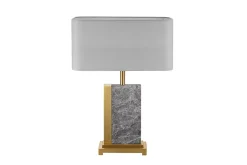 Invicta Interior Nachttischleuchte Stoff Marmor Stahl 65 cm in Gold Grau< Tischlampen|Schlafzimmer Lampen