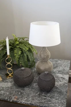 By Rydéns Nachttischleuchte Stoff Metall E27 56,5 cm in Silber Weiß< Wohnzimmerlampen|Schlafzimmer Lampen