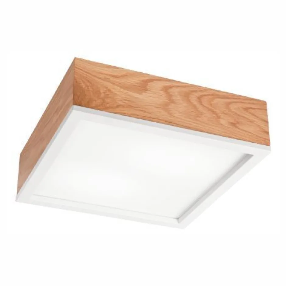 Wohnzimmerlampen|Glaslampen*Lamkur Natürliche Deckenlampe Eiche Glas L:31 cm E27 2-flmg