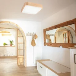 Lamkur Natürliche Deckenlampe Pinie Glas B:45 cm E27 4-flmg< Wohnzimmerlampen|Glaslampen