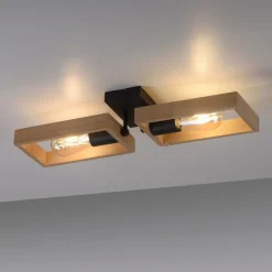 Just Light Natürliche Deckenlampe Retro Holz Metall L:57 cm E27< Flurlampen|Wohnzimmerlampen