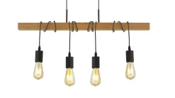 Searchlight Natürliche Pendelleuchte Holz E27 4-flammig Vintage< Wohnzimmerlampen|Esszimmer Lampen