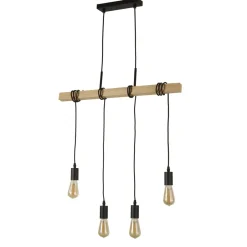 Searchlight Natürliche Pendelleuchte Holz E27 4-flammig Vintage< Wohnzimmerlampen|Esszimmer Lampen