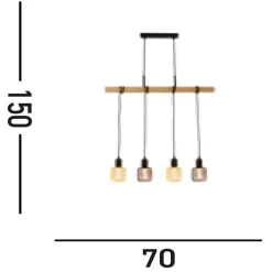 Searchlight Natürliche Pendelleuchte Holz E27 4-flammig Vintage< Wohnzimmerlampen|Esszimmer Lampen