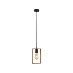 Just Light Natürliche Pendelleuchte Holz Metall L:15 cm E27 Retro< Hängelampen|Bürolampen