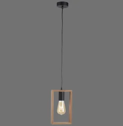 Just Light Natürliche Pendelleuchte Holz Metall L:15 cm E27 Retro< Hängelampen|Bürolampen