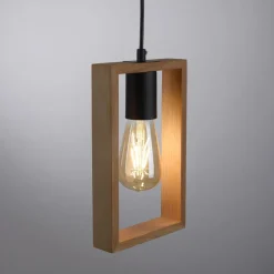 Just Light Natürliche Pendelleuchte Holz Metall L:15 cm E27 Retro< Hängelampen|Bürolampen