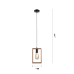 Just Light Natürliche Pendelleuchte Holz Metall L:15 cm E27 Retro< Hängelampen|Bürolampen