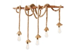 Invicta Interior Natürliche Pendelleuchte Natur 5-flammig L:90 cm E27< Hängelampen|Bürolampen