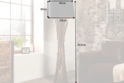 Bürolampen|Stofflampen*Invicta Interior Natürliche Stehlampe Schwarz Gold 151 cm Holz Baumwolle