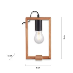 Just Light Natürliche Tischleuchte Holz Metall 28,5 cm E27 Retro< Wohnzimmerlampen|Schlafzimmer Lampen