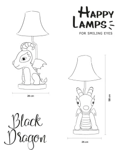 Wohnzimmerlampen|Kinderzimmerlampen*Happy Lamps Niedliche Kinderzimmerlampe LED 58 cm Drache Grau Schwarz