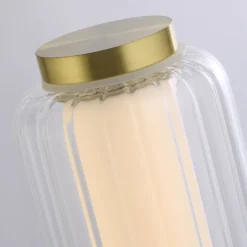 Wohnzimmerlampen|Metall Lampen*Searchlight Niedrige LED Tischlampe Glas Metall Touch Dimmer 31 cm