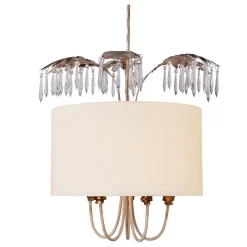 Deckenleuchten|Schlafzimmer Lampen*Elstead Opulente Deckenleuchte LINAN Kristalle Stoffschirm