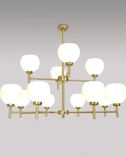 Deckenleuchten|Flurlampen*Giovanni Battista Opulente Deckenleuchte Messing Glas Esszimmer TRIVIA