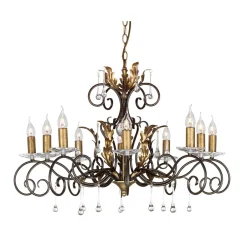 Hängelampen|Esszimmer Lampen*Elstead Opulenter Kronleuchter GOTICA Bronze Gold Ø90cm