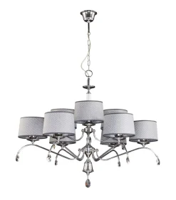 Hängelampen|Moderne Lampen*Jupiter Opulenter Kronleuchter Ø1m Chrom Grau 9xE27 AELUA