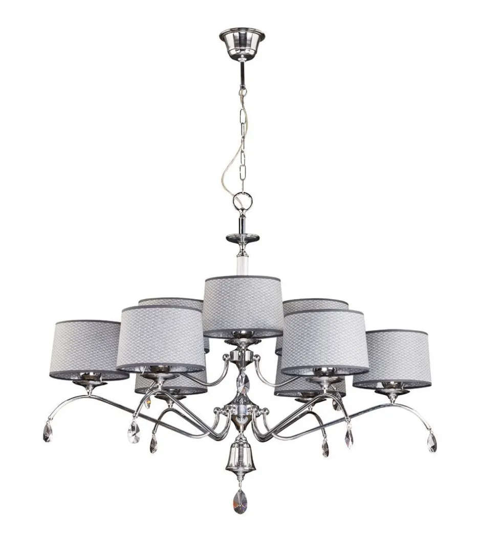 Hängelampen|Moderne Lampen*Jupiter Opulenter Kronleuchter Ø1m Chrom Grau 9xE27 AELUA