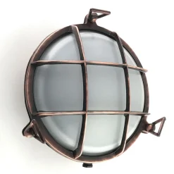 Andromeda Outdoor Wandlampe Echt-Messing Glas E27 IP64 Ø 24 cm rund< Außenwandleuchten|Feuchtraumleuchten