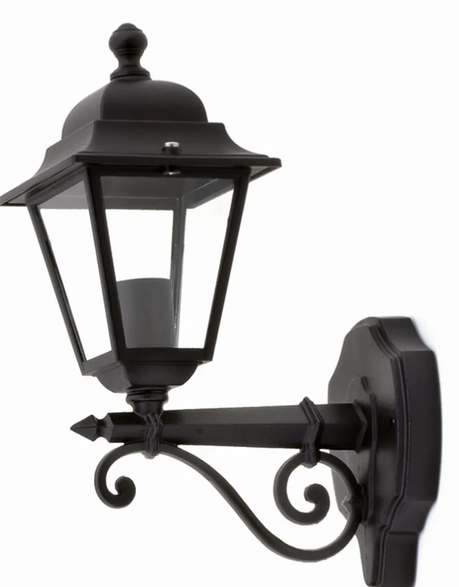 Lido Outdoor Wandlaterne SHELLINA Schwarz Aluminium E27 IP44< Außenwandleuchten|Rustikale Lampen
