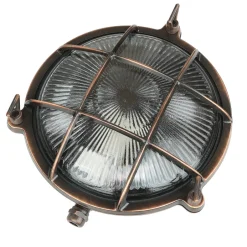 Rustikale Lampen|Metall Lampen*Lido Outdoor Wandleuchte Messing Maritim Ø 21 cm E27 IP64