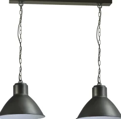 Hängelampen|Industrie Lampen*Masterlight Pendellampe Grau Metall 2-flmg Handarbeit Esstisch