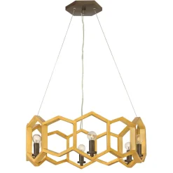Elstead Pendellampe JANNE Gold Ø77cm 6xE14 Hexagon Leuchte< Moderne Lampen|Designerlampen