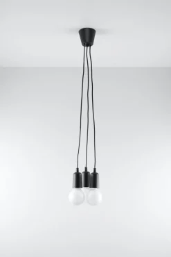 Hängelampen|Esszimmer Lampen*Sollux Pendellampe Retro Schwarz verstellbar bis 90 cm NESSA