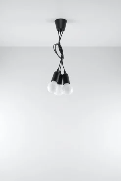 Hängelampen|Esszimmer Lampen*Sollux Pendellampe Retro Schwarz verstellbar bis 90 cm NESSA