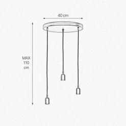Bürolampen|Lampen Aus Aller Welt*Giovanni Battista Pendelleuchte Ø 40 cm 3-flammig E27 Schwarz matt verstellbar