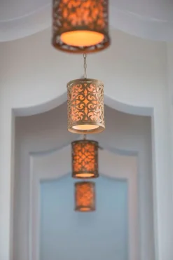 Hängelampen|Esszimmer Lampen*Elstead Pendelleuchte ADORNO Metall Leinen Vintage Design