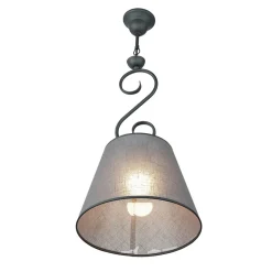 Hängelampen|Esszimmer Lampen*Lamkur Pendelleuchte Anthrazit Stoff Landhaus Esstisch