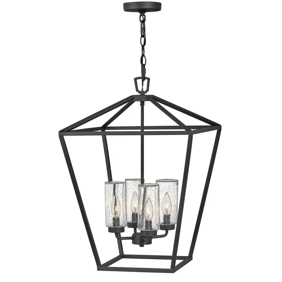 Metall Lampen|Vintage Lampen*Elstead Pendelleuchte außen Aluminium Glas E14 IP44 Schwarz Vintage