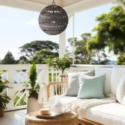 Elstead Pendelleuchte außen Korbschirm E27 IP44 in Bronze dunkel< Metall Lampen|Rustikale Lampen