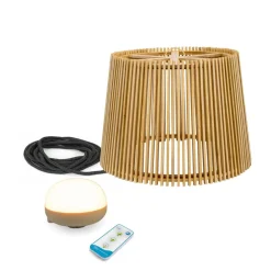 Metall Lampen|Hängeleuchten Außen*Newgarden Pendelleuchte außen LED Akku Holz Ø 39 cm IP54 2700 K dimmbar