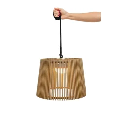 Metall Lampen|Hängeleuchten Außen*Newgarden Pendelleuchte außen LED Akku Holz Ø 39 cm IP54 2700 K dimmbar