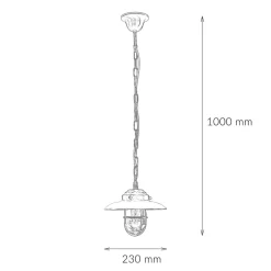 Metall Lampen|Messinglampen*Lido Pendelleuchte Außen Messing Glas Terrasse Ø23cm
