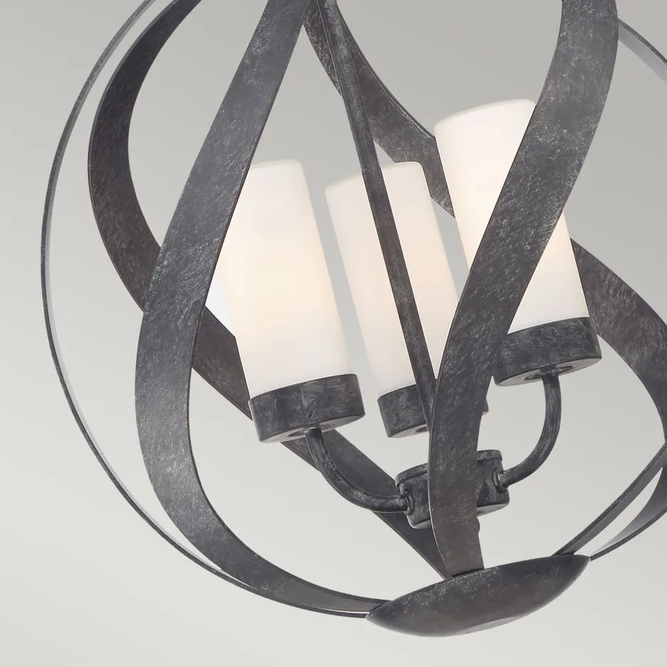 Elstead Pendelleuchte außen Metall Glas 3x E14 IP44 Ø 41 cm< Kugellampen|Rustikale Lampen