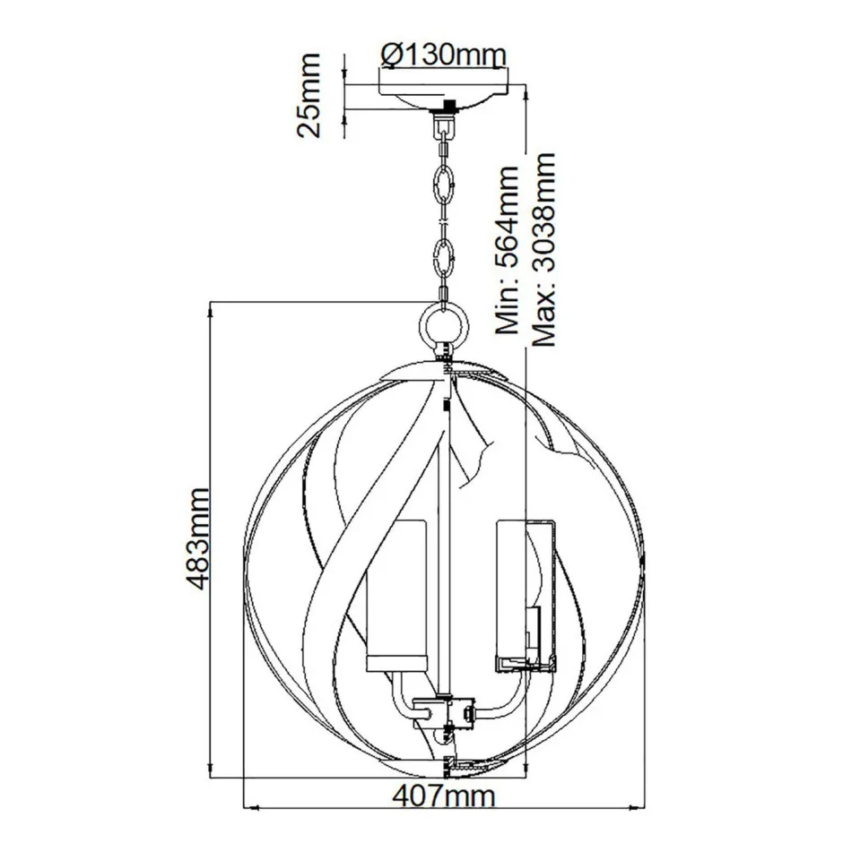 Elstead Pendelleuchte außen Metall Glas 3x E14 IP44 Ø 41 cm< Kugellampen|Rustikale Lampen
