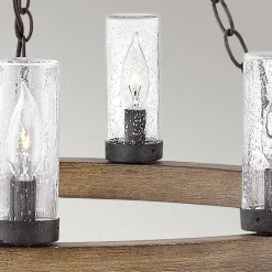 Metall Lampen|Rustikale Lampen*Elstead Pendelleuchte außen Ring IP44 rund Ø 76,2 cm Metall Glas E14