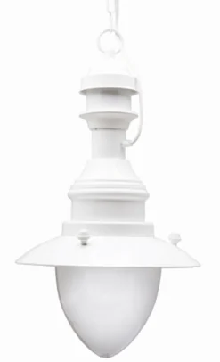 Lido Pendelleuchte außen Weiß E27 Messing Glas IP43 D: 20 cm< Messinglampen|Maritime Lampen