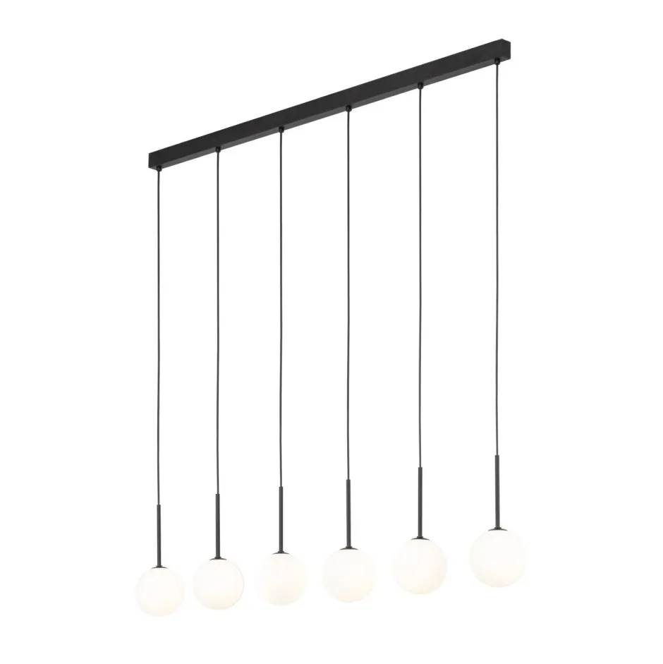 Hängelampen|Esszimmer Lampen*TK Lighting Pendelleuchte B: 122 cm Glas Metall Schwarz Weiß 6x G9