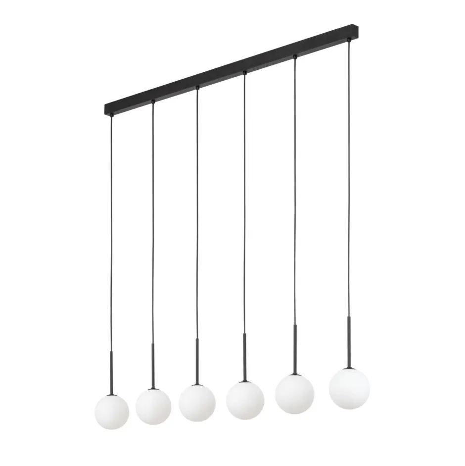 Hängelampen|Esszimmer Lampen*TK Lighting Pendelleuchte B: 122 cm Glas Metall Schwarz Weiß 6x G9