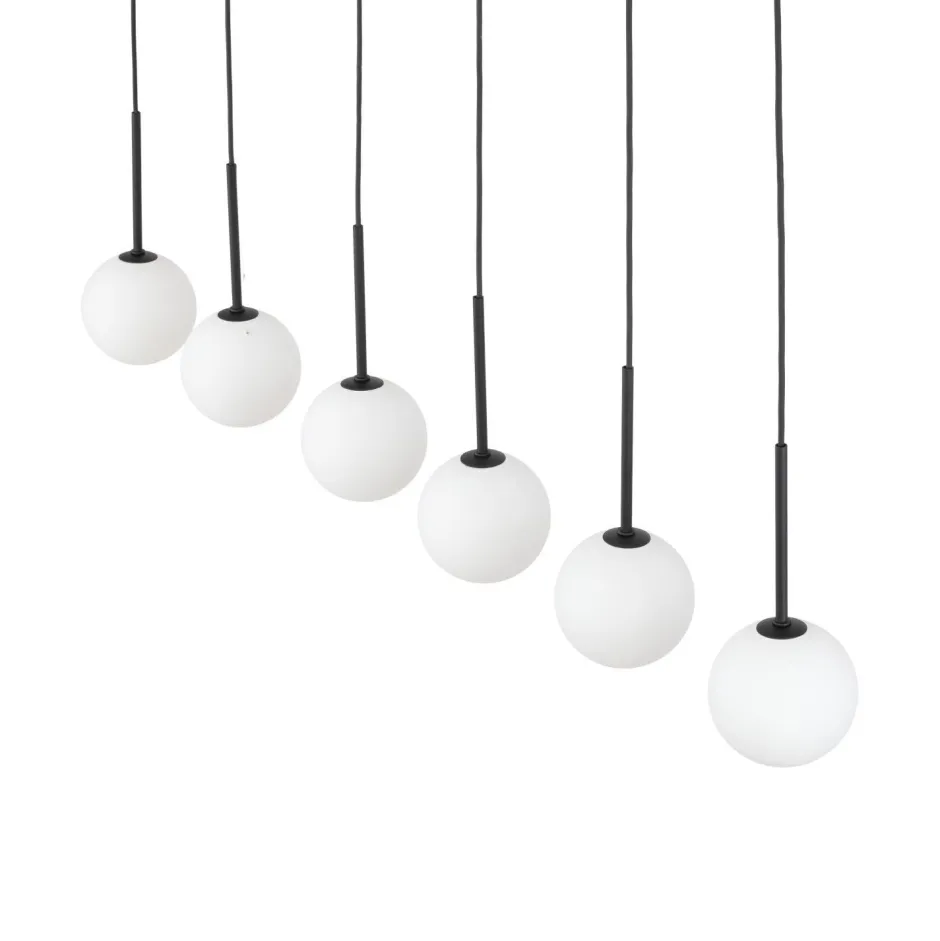 Hängelampen|Esszimmer Lampen*TK Lighting Pendelleuchte B: 122 cm Glas Metall Schwarz Weiß 6x G9