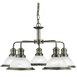 Hängelampen|Moderne Lampen*Searchlight Pendelleuchte BISTRO in Messing Antik 5-flmg.