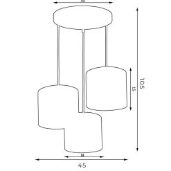 Luminex Pendelleuchte Blau Gold Stoff Metall 3-flammig blendarm< Hängelampen|Bürolampen