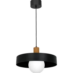 Luminex Pendelleuchte blendarm Glas Holz Metall Ø40 cm Modern< Hängelampen|Bürolampen
