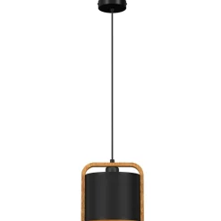 Hängelampen|Bürolampen*Luminex Pendelleuchte blendarm Stoff Holz Metall E27 L:21 cm