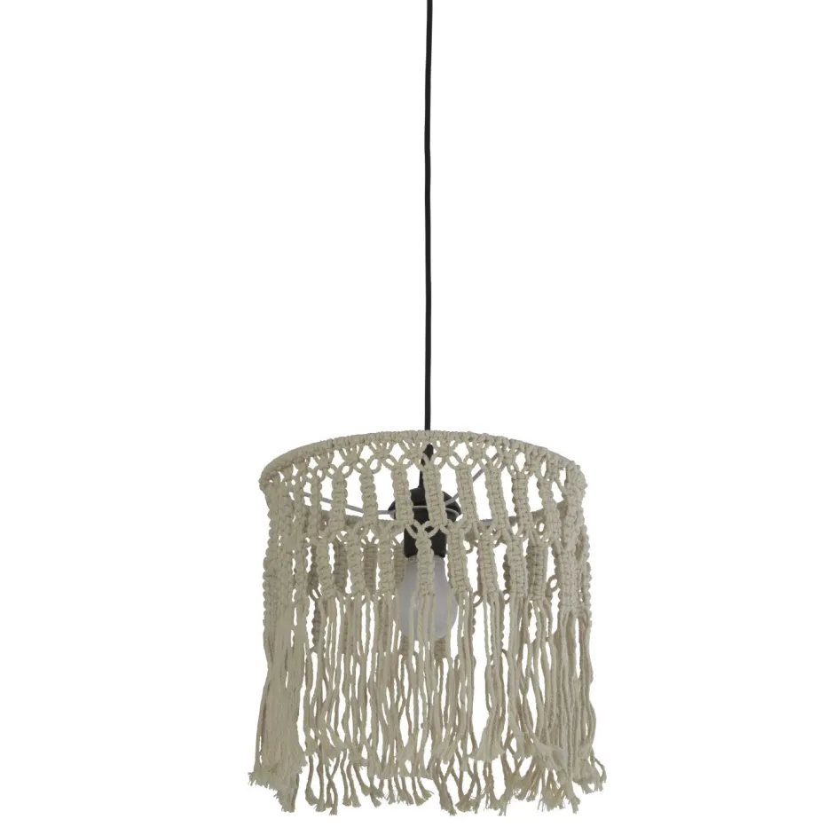 Searchlight Pendelleuchte Boho Seil Ø 31,5 cm Weiß Natur E27 DANNY< Hängelampen|Esszimmer Lampen