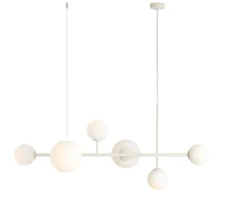 Hängelampen|Bürolampen*ALDEX Pendelleuchte Creme Weiß E27 E14 6-flammig Kugelschirm